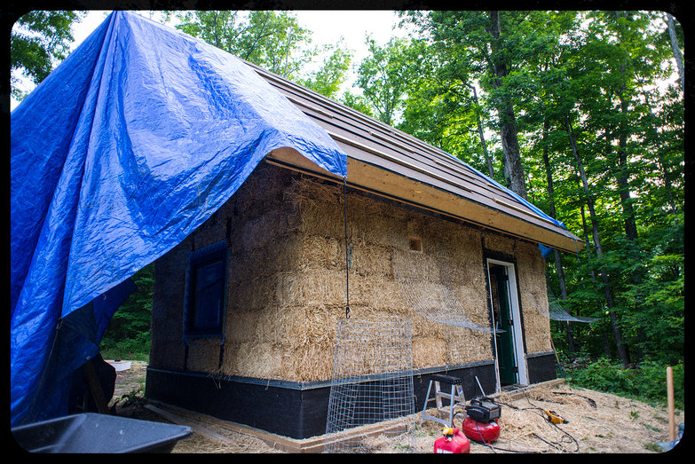 Timber Frame Strawbale Cottage Under Construction