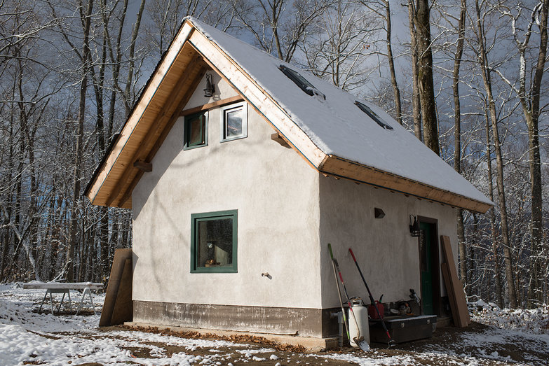 First Snowfall on Off-Grid Cottage