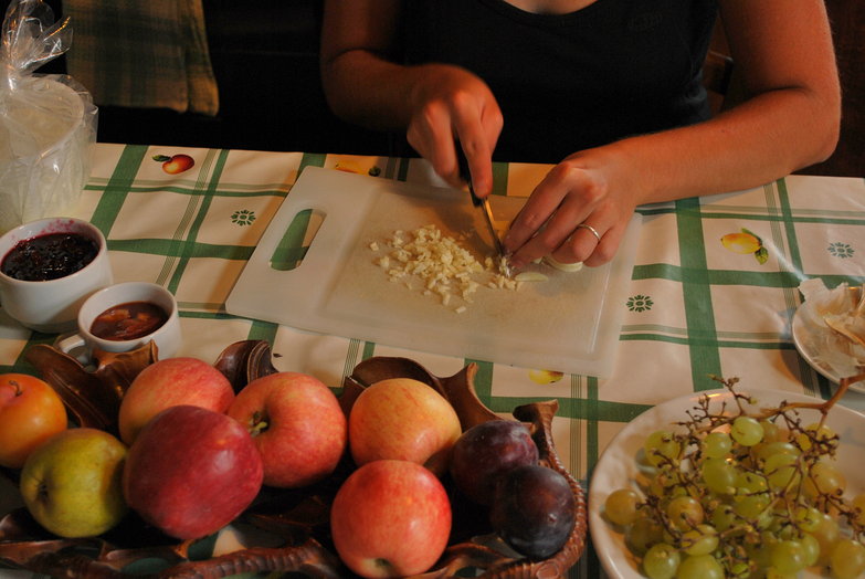 Tara Cutting Garlic