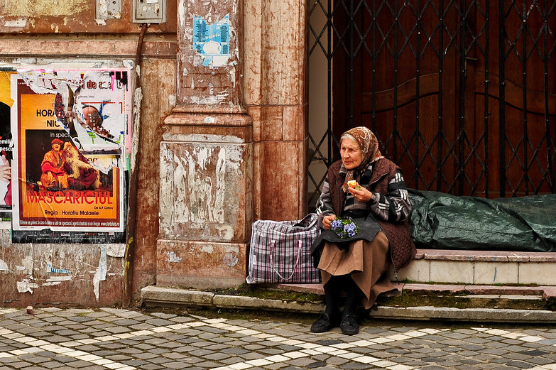 Old Woman Selling Flowers