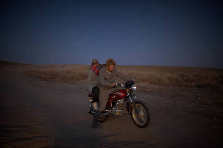 Mette & Charlie on Mongolian Motorbike