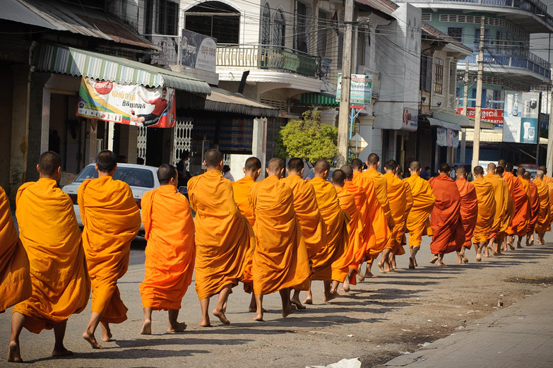 Cambodian Monks Walking