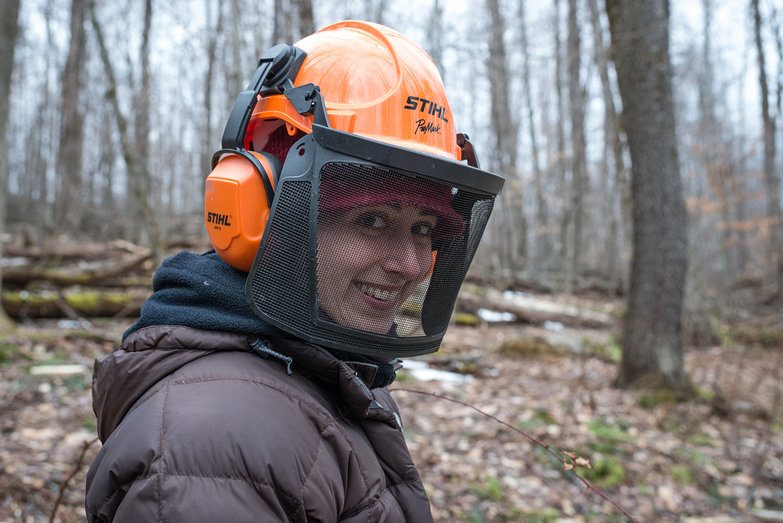 Tara with Chainsawing Helmet On